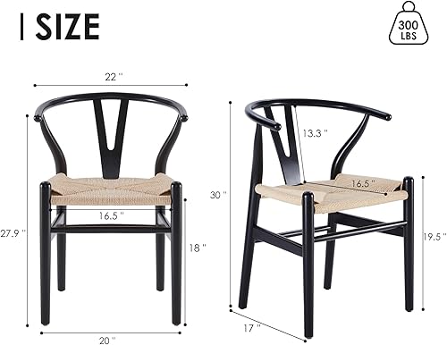 Miniatura 3 de STARY Sillas de comedor de madera Wishbone de mediados de siglo de madera moderna para tu casa de playa, totalmente montadas