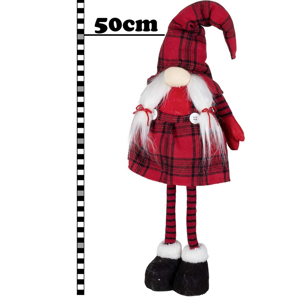 Deko Gnom 2er Set Dekoration 2 Designs Wichtel Zwerg 50cm Rot