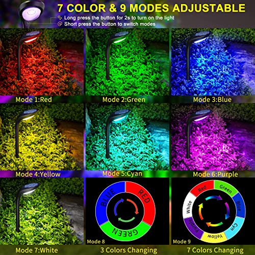 Roshwey Solar Outdoor Lights, 150 Lumen Bright Pathway Lights Outdoor Waterproof, 7 Colors Changing Solar Landscape Path Lights For Yard Garden Walkway Driveway Lighting, 4 Pack #TOP1