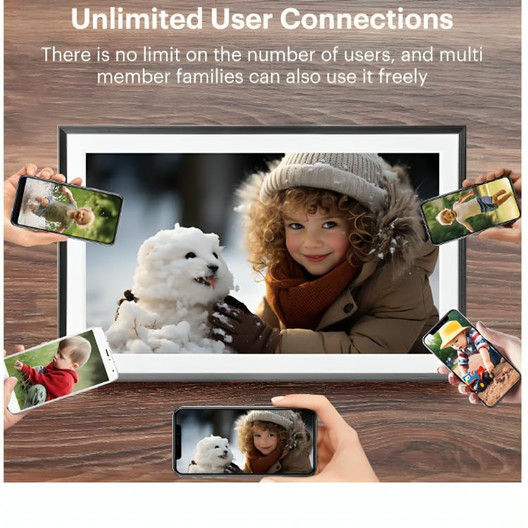 Image of 15.6 Inch Large Digital Photo Frame, Digital Picture Frame WiFi, IPS HD Touch Screen 32GB Storage Photo Frame with Auto-Rotate Instant Share Photo /Video Sharing via Frameo App, Gift for Mom