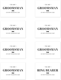 Andaz Press Groomsmen Wedding Day Gift Cards Set with Envelopes Set of 8 Bow Tie On My Wedding Day Cards Ring Bearer Thank You Cards for Wedding Day Bulk Thank You Gift Cards 4 x 6-Inch