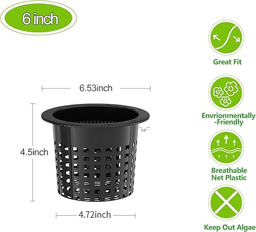 Miniatura 4 de Vasos de red de 6 pulgadas (paquete de 12), macetas de red para hidroponía, cestas de malla de orquídeas, macetas de suministros hidropónicos