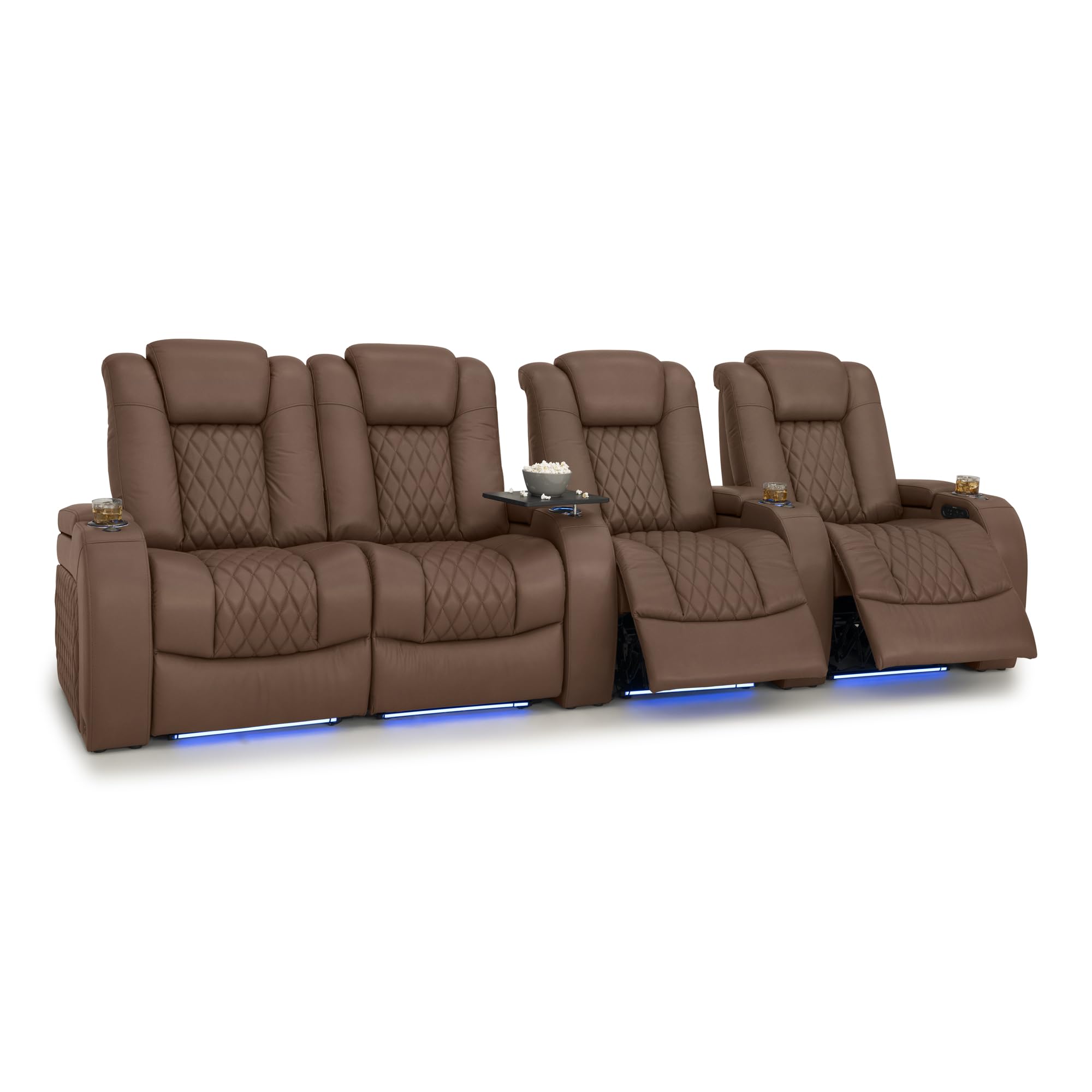 Seatcraft Diamante Home Theater Seating Tobacco Row of 4 Left Loveseat