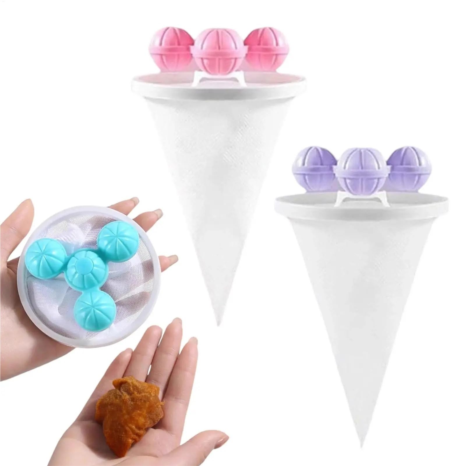 6pcs Pet Hair Remover Washing Machine Filter Supplies - Floating Lint Catcher For Laundry Cleaning