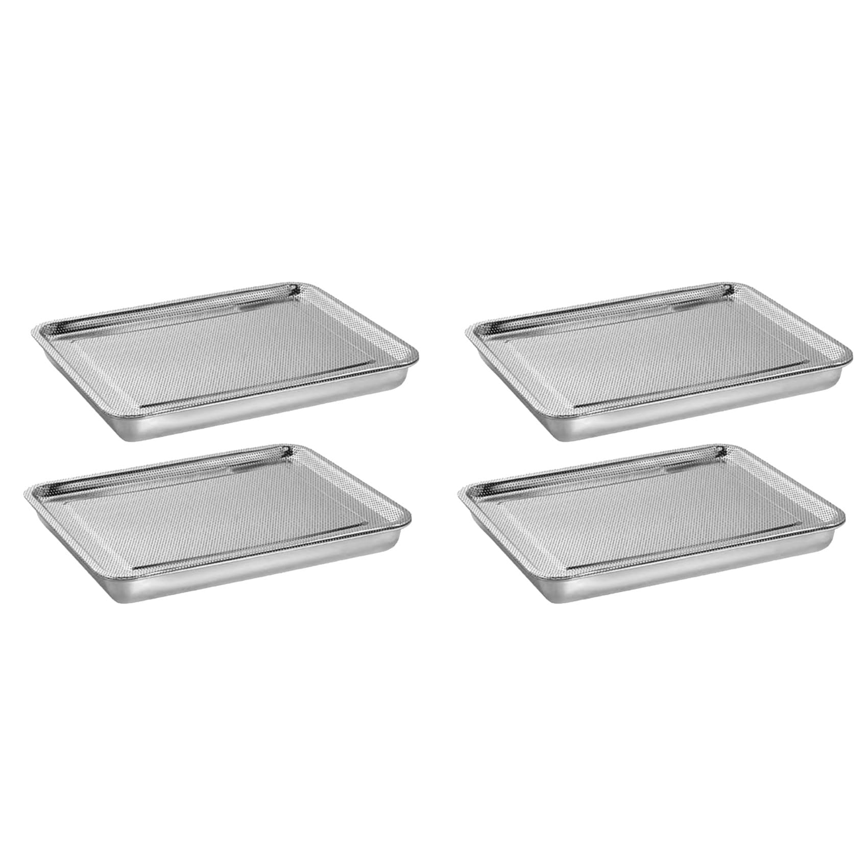 Jnchdghwa Stainless Steel Sprouts Growing Kit Trays 2-Tier 10.4 Inch, Microgreens Growing Kit, Seed Sprouting Tray with Mesh 4pack