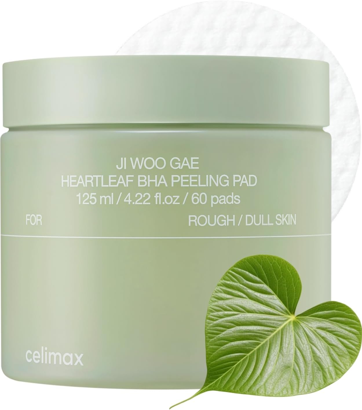 Celimax Ji.Woo.Gae Heartleaf BHA Peeling Pad, Smooth but Effective Facial Exfoliating Toner Pad, 60pads
