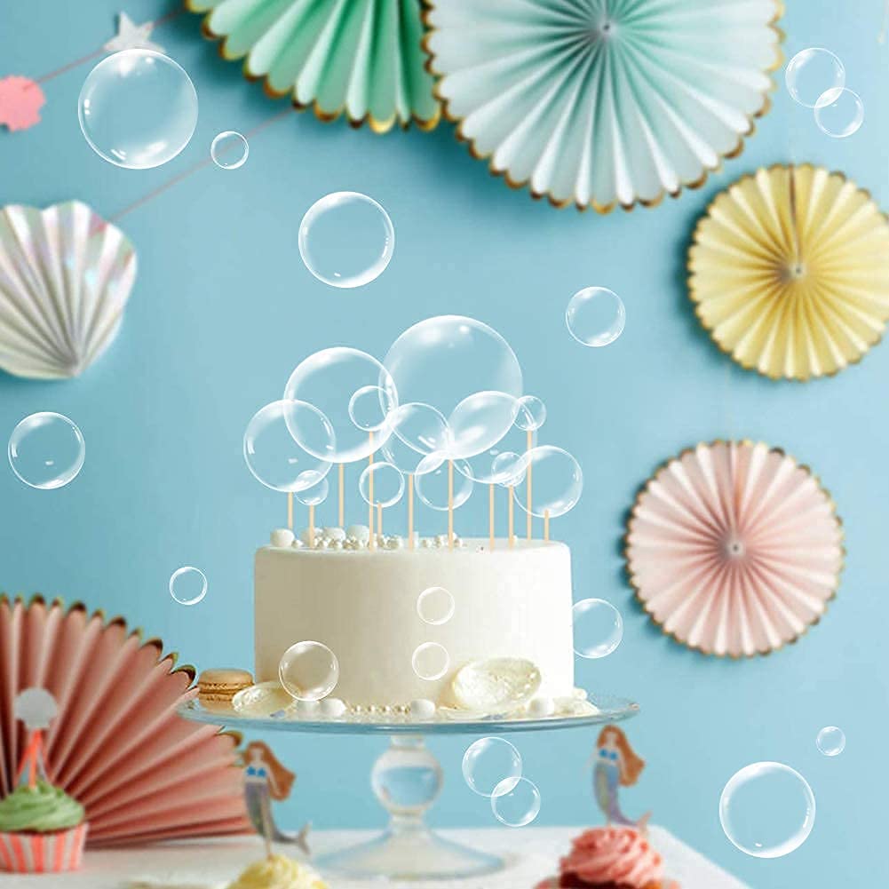 81Pcs Transparent Bubble Party Confetti for Under The Sea Birthday Clear Bubble Decorations Mermaid Baby Shower Underwater Wedding Party Table Decorations Ocean Themed Centerpieces (White, 81PCS) 3
