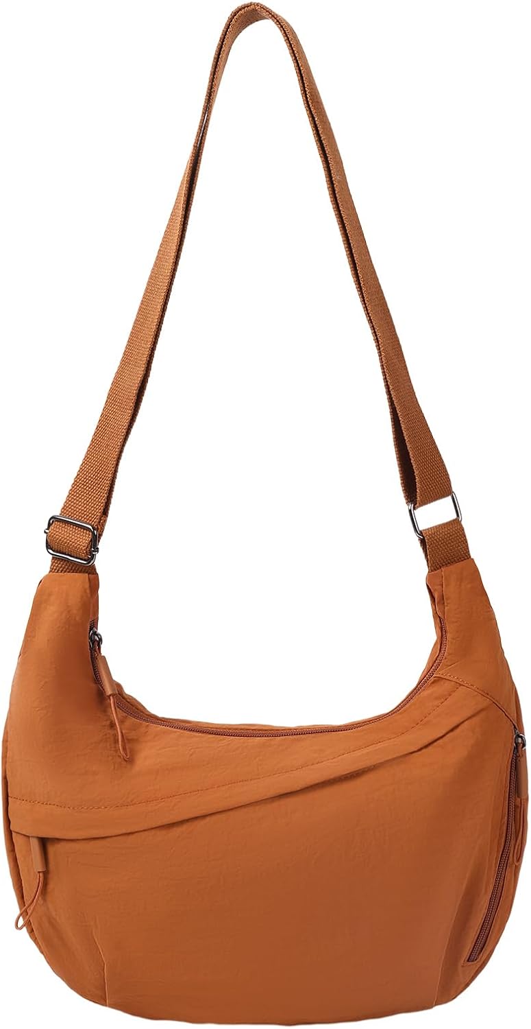 Crescent Bags for Women Nylon Hobo Crossbody Bags Casual Shoulder Handbags Multi-Pocket Sling Bag Lightweight Crossbody Purse