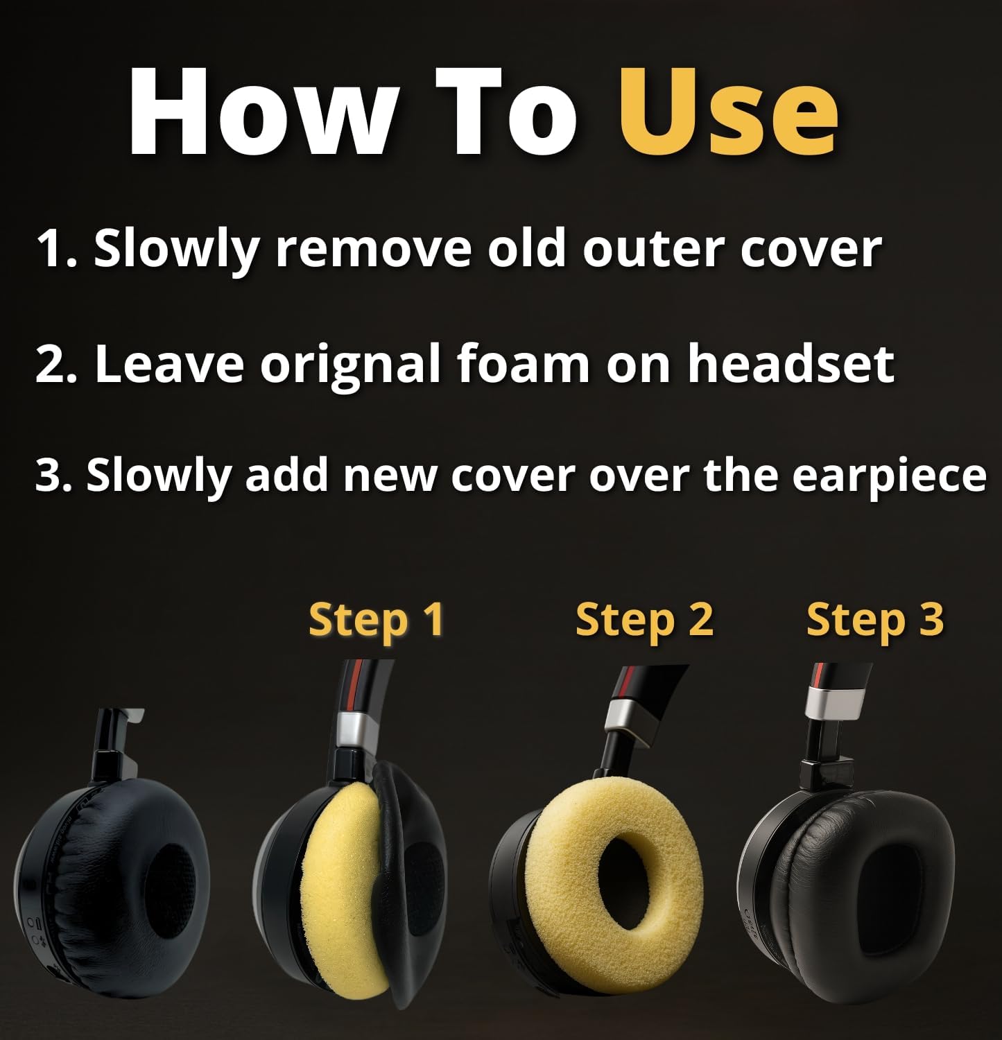 Ear Pad Cushion Kit for Blue Parrott B350-XT - Compatible with Jabra Evolve 65, 40, 30 - Enhances All-Day Wearing Comfort Over Original Foam Earpads, Leatherette, Microphone Windscreens by Global Teck