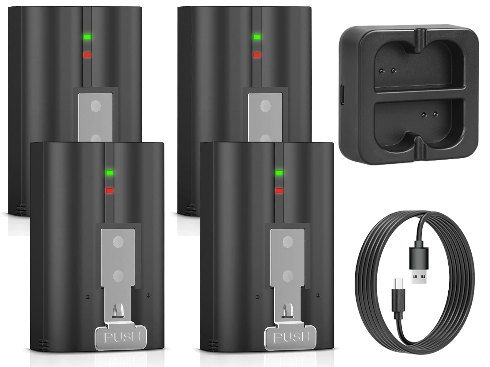YUELAN 4-Pack 6040mAh Replacement Ring Battery with Charger Station for Ring-Video Doorbell 2/3/4/Plus/Pro, Spotlight Camera &amp; Stick Up Cam Indooor &amp; Outdoor (4-Pack)