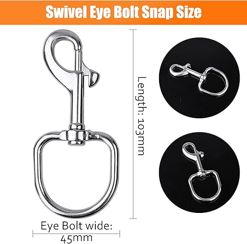 Miniatura 7 de Ganchos giratorios grandes para perno de ojo, 2 piezas, resistentes de un solo extremo, broches de presión de gatillo de grado marino 316, cierre de