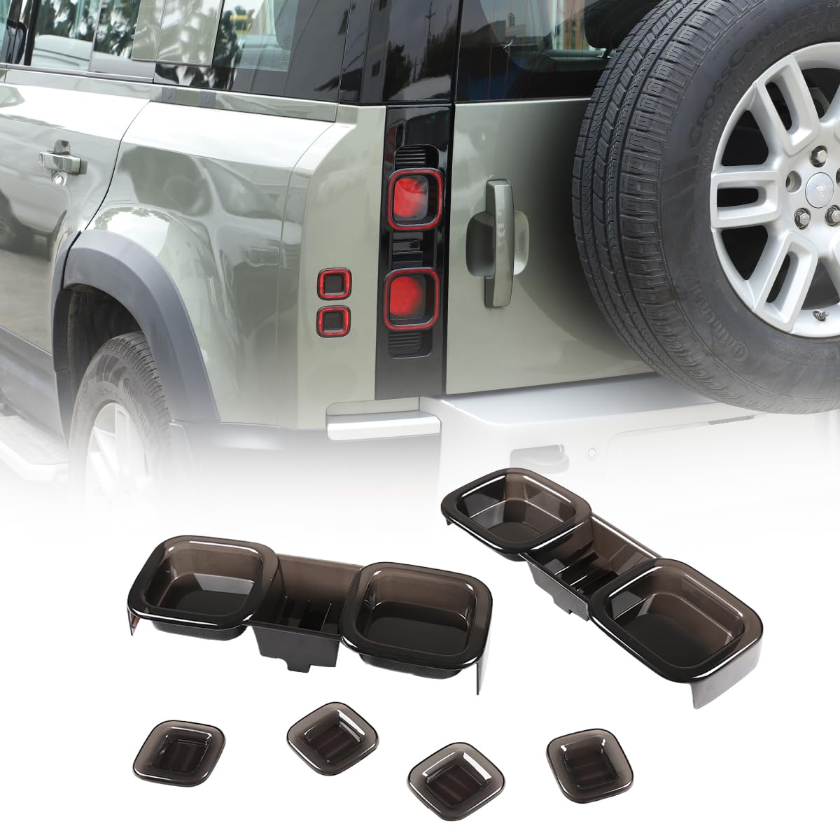 Coperture per fanali posteriori per LR Defender 90 110 2020-2025, accessori esterni in ABS fumé, protezione per fanali posteriori, lunette, 6 pezzi (nero fumé)