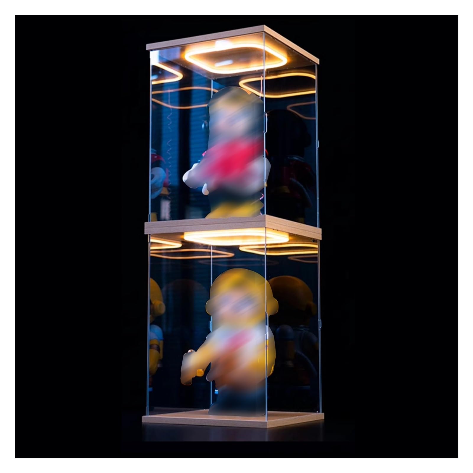 Vitrine acrylique transparent Boîte Présentoirs Lot De 2 Vitrines En Acrylique 40x30, 50x40, 60x60 Cm, Grande Boîte De Présentation En Acrylique Transparent Avec Lumière LED, Pour Figurines/ Objets De