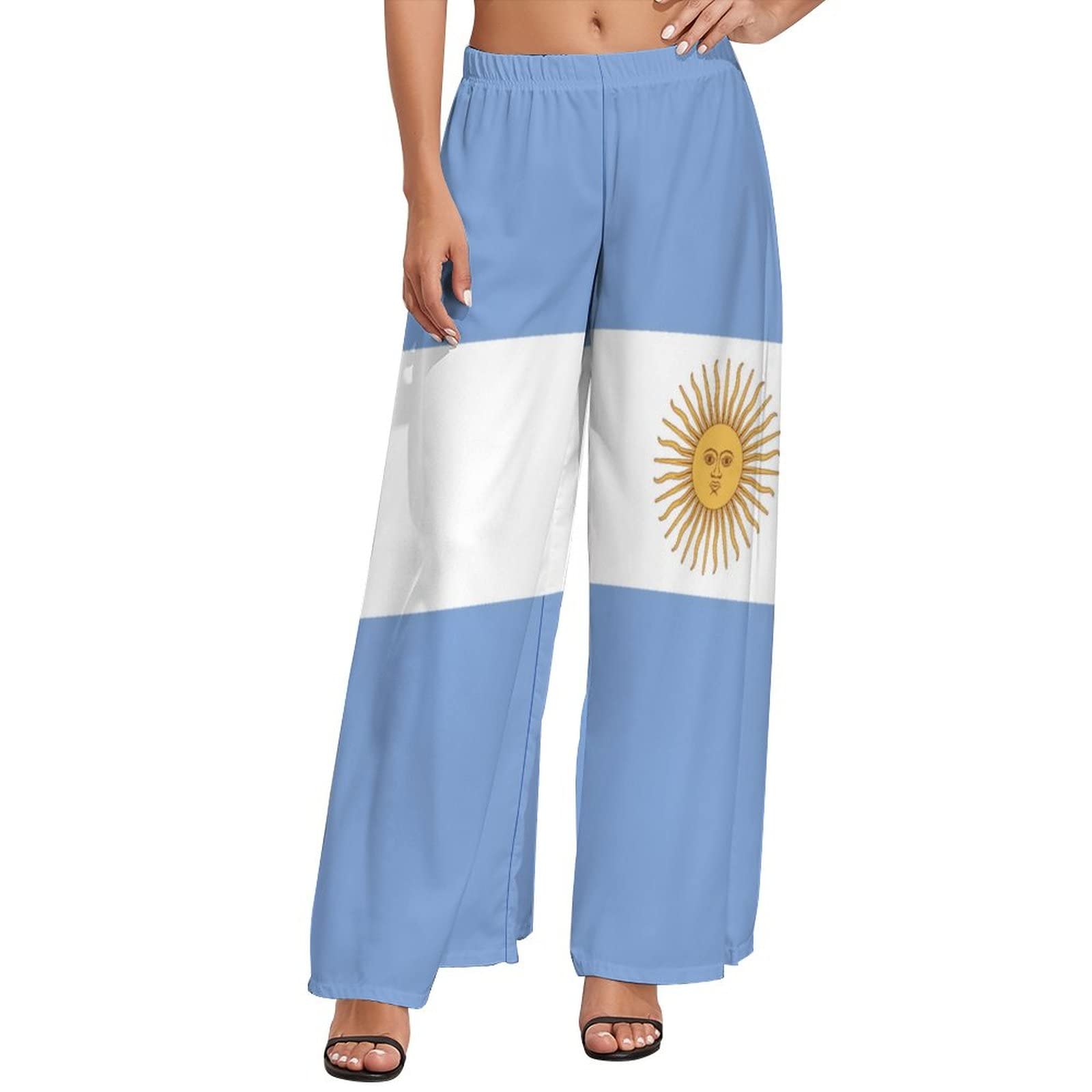 Elegant Casual Argentina Flag Wide Leg Pants for Women Girls Summer Sun Beach S
