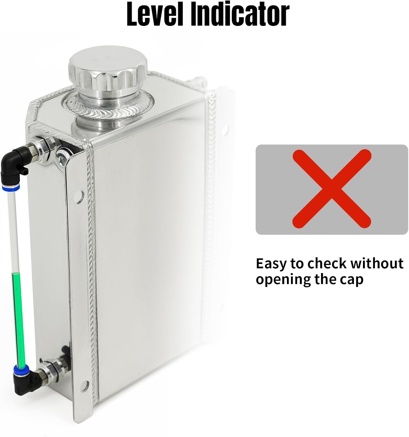 Universal 2L Aluminium Alloy Coolant Radiator Overflow Tank Engine Oil Catch Can Expansion Tank Reservoir Silver