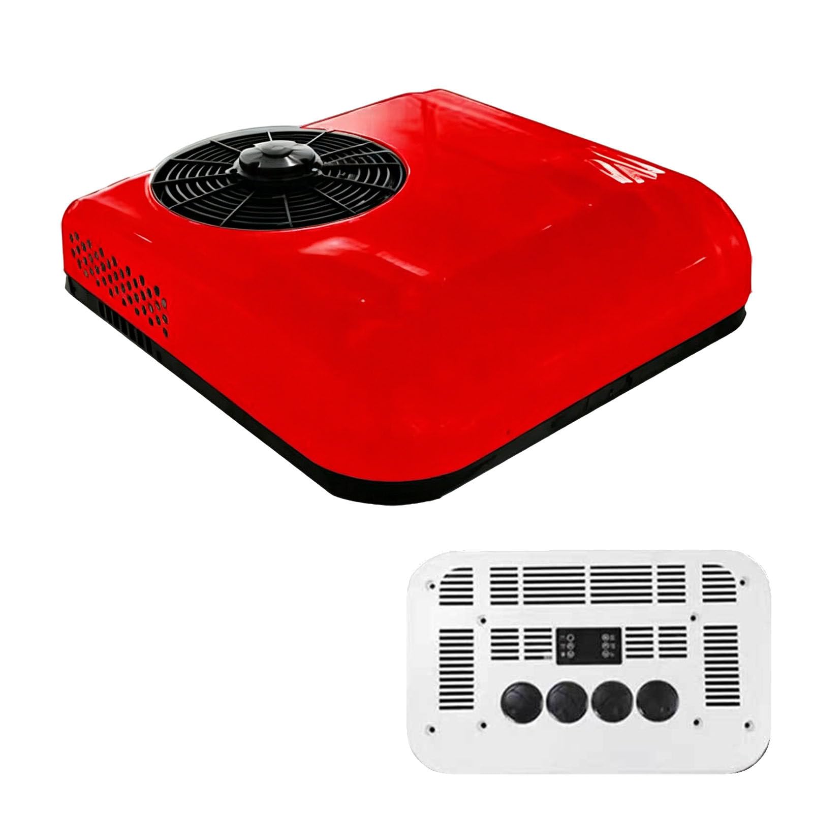 ALSUP 12V Rooftop RV Air Conditioner, Ultra-Quiet Cooling with Remote Control Red-12V