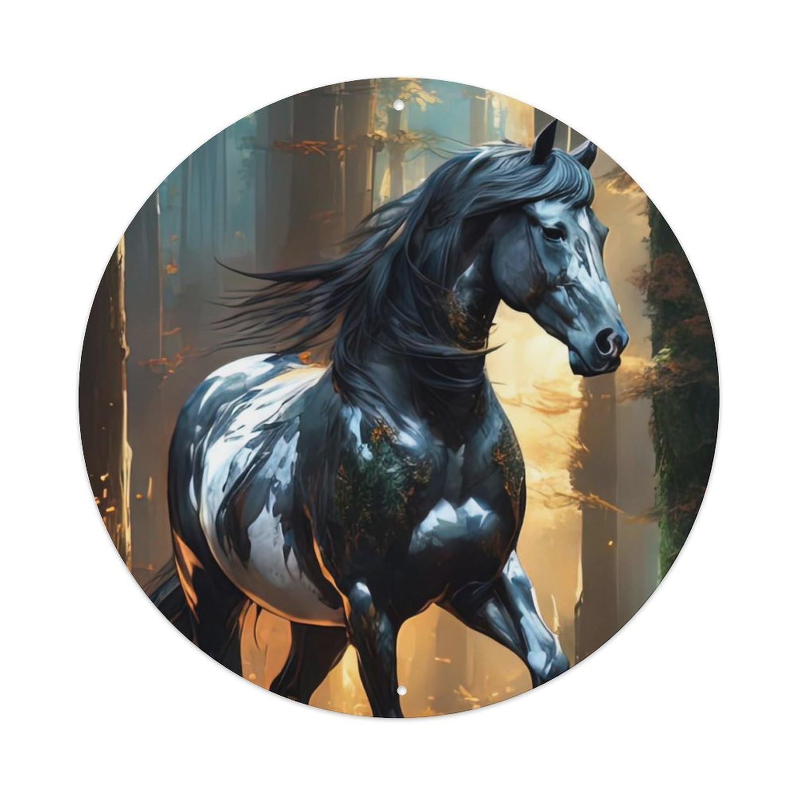 Animal Horses in The Woods Artwork Metal Tin Sign