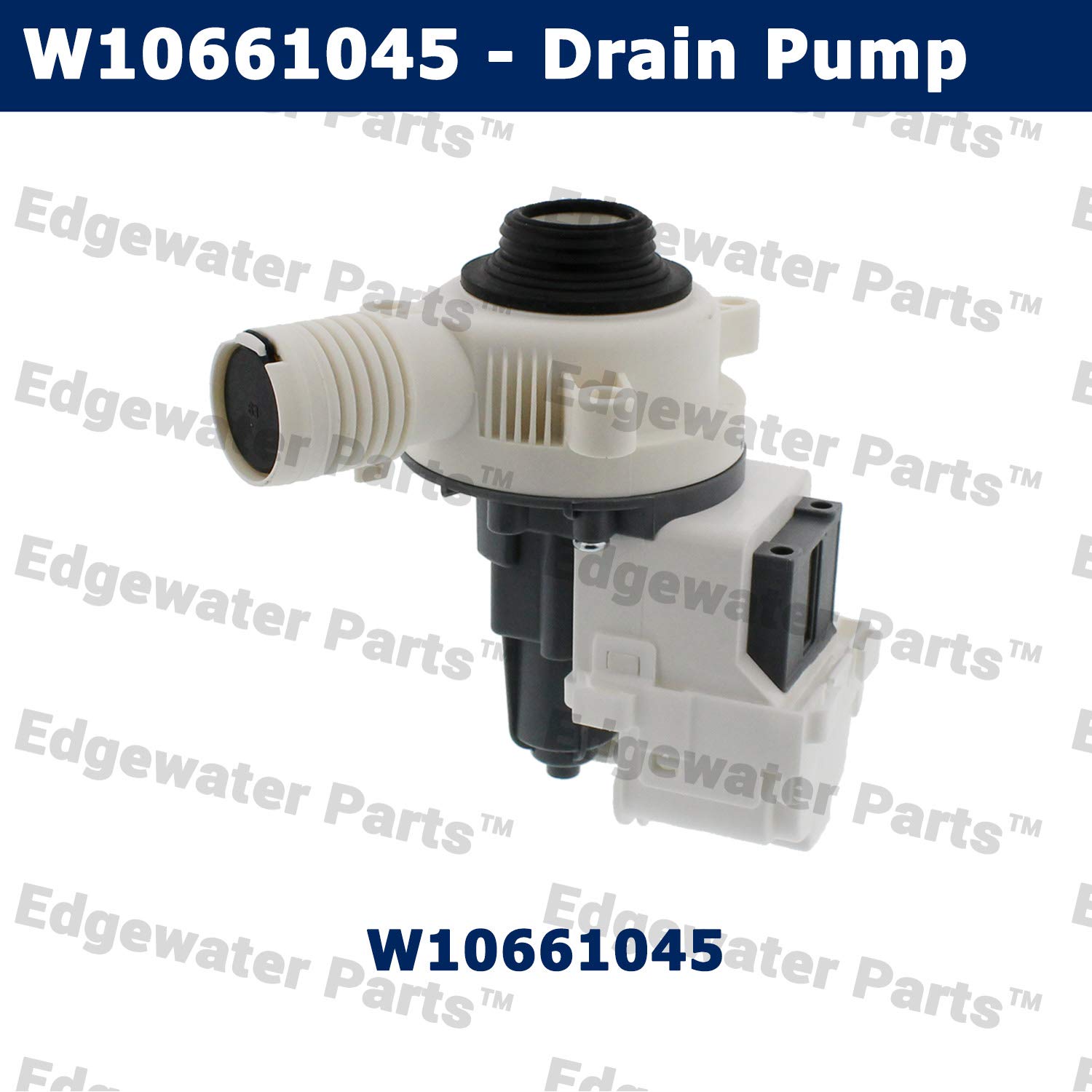 Edgewater Parts W10661045 Bomba de drenaje para lavadora compatible con Whirlpool, Amana, Crosley, Maytag, Inglis, Kenmore y Almirante