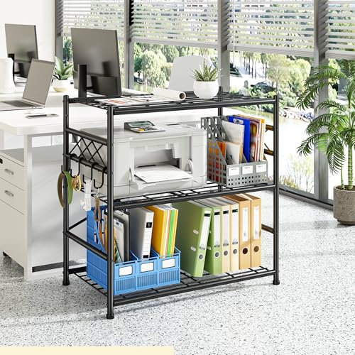 Image of Durayloly 3Tier Storage Shelves Metal Shelving Unit Organizer,Adjustable Wire Shelving Rack Pantry Kitchen with Hooks,Shelves for Laundry,Office and Bathroom closet shelves 23.6 inch W x 13.8 inch D x 30.9 inch H