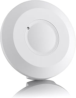 SEBSON® 2X Detector de Movimiento para Interiores, Montaje Superficie en Techo, LED Adecuado, programable, RF Sensor, Alcance 2-16m / 360°, Luces 300W / 800W
