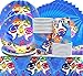 SHAMO 61 Piezas Vajilla de Fiesta de Tiburón, Conjunto de Suministros de Fiesta de Tiburón, Incluye Platos de Fiesta de Tiburón, Servilleta, Tazas, Manteles, Decoración de Fiesta de Cumpleaños Tiburón