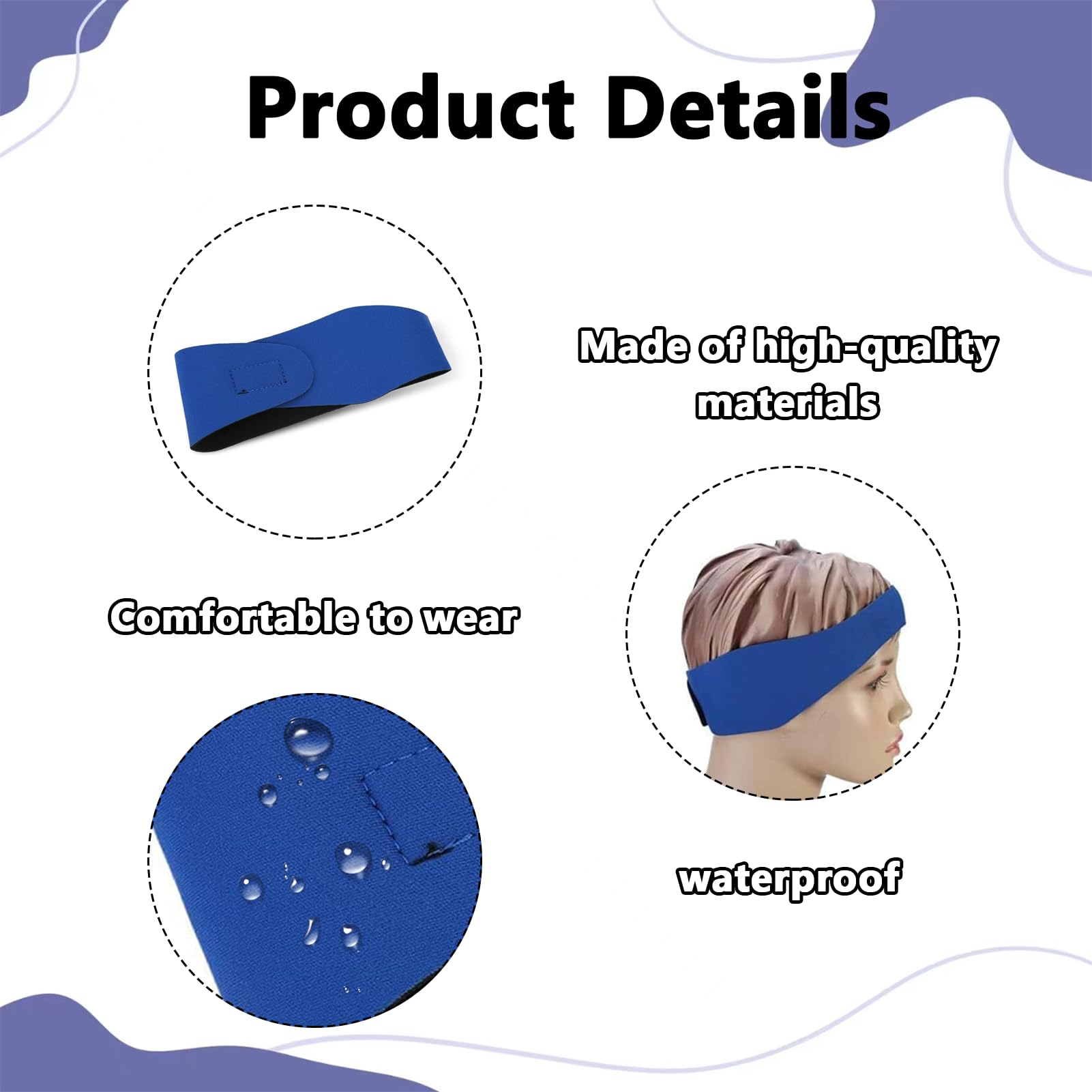 Diadema de natación para niños, diadema de neopreno ajustable, diadema de protección auditiva para piscina, banda deportiva elástica náutica para natación y surf