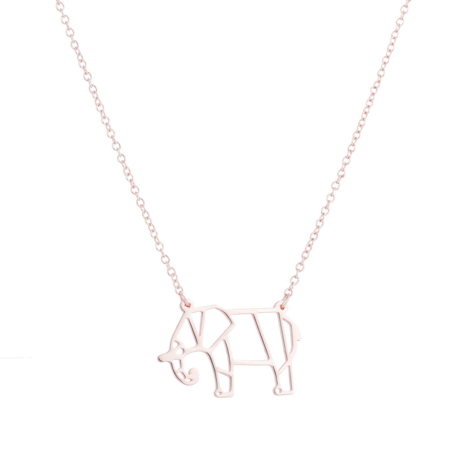 Collier éléphant origami, bijou géométrique d'exception avec chaîne - 2