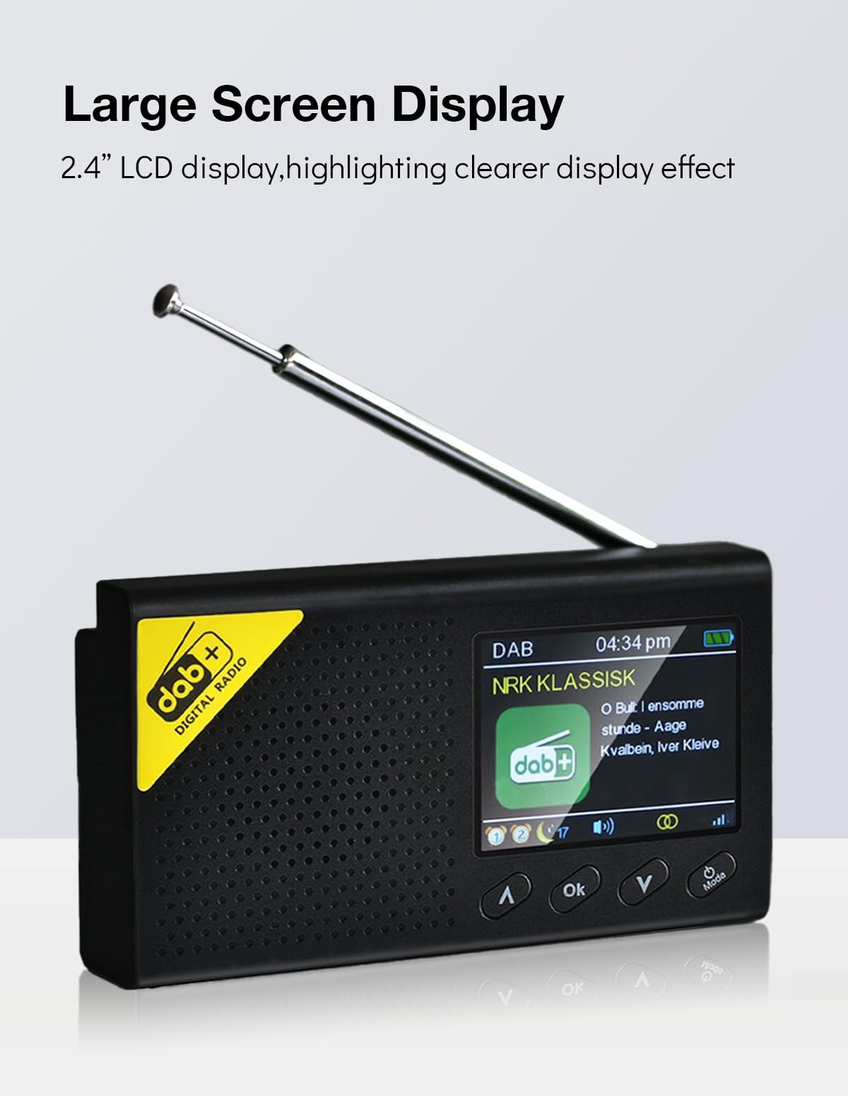 DAB Radio Portatile, Radio Digitale DAB Plus con Bluetooth, Radiolina portatile, Radio FM Ricaricabile Tramite, Doppia Sveglia, Timer di Spegnimento, Ampio Display a Colori da 2,4"