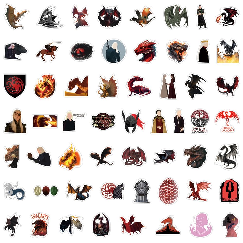 110 House Of The Dragon adesivi per laptop, fantastiche decalcomanie per telefoni skateboard per adolescenti, ragazzi e bambini