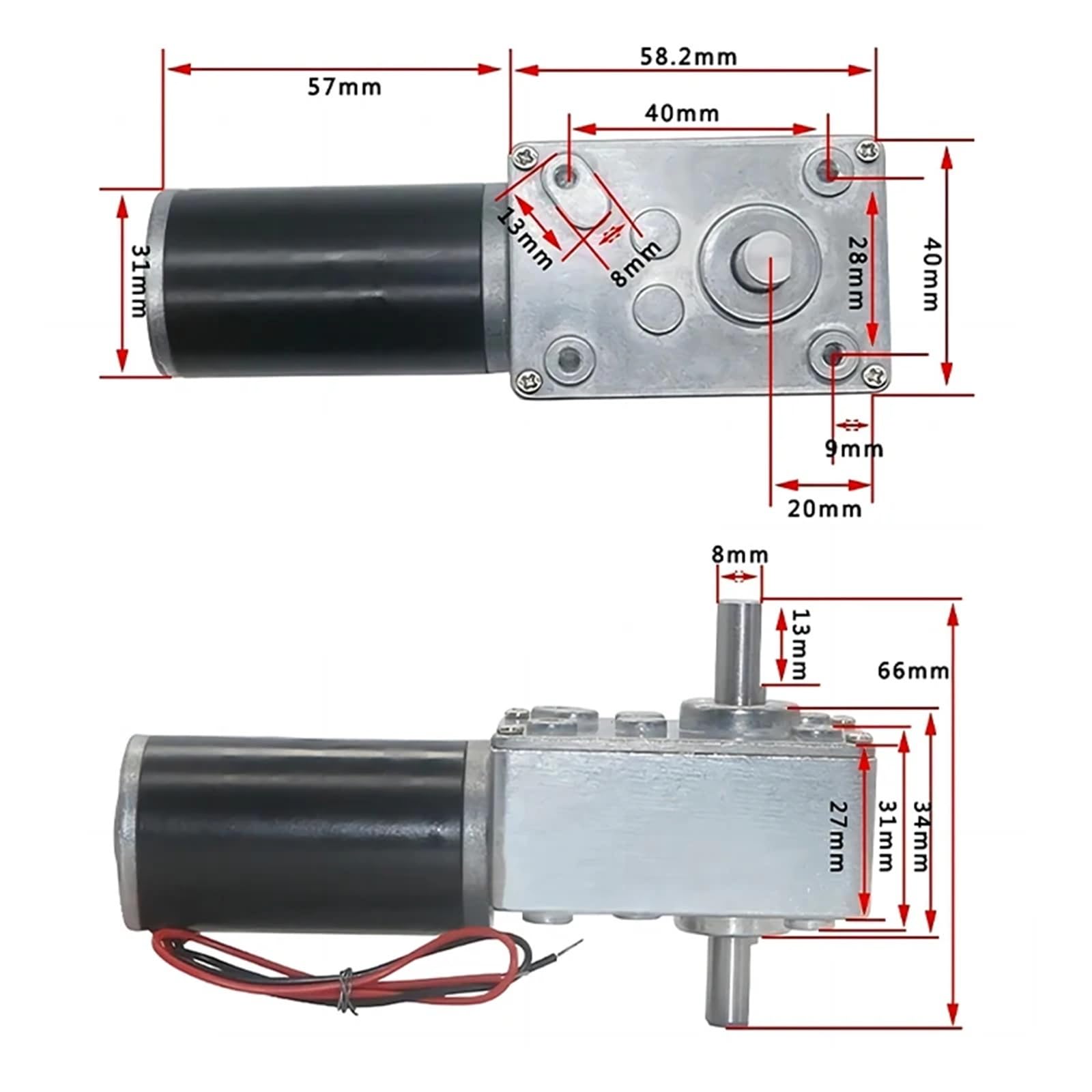 5840-31zy DC12V 12 RPM A 470 RPM CW/CCW Motoriduttore a vite senza fine con riduzione a doppio albero 1 pz(100 RPM)