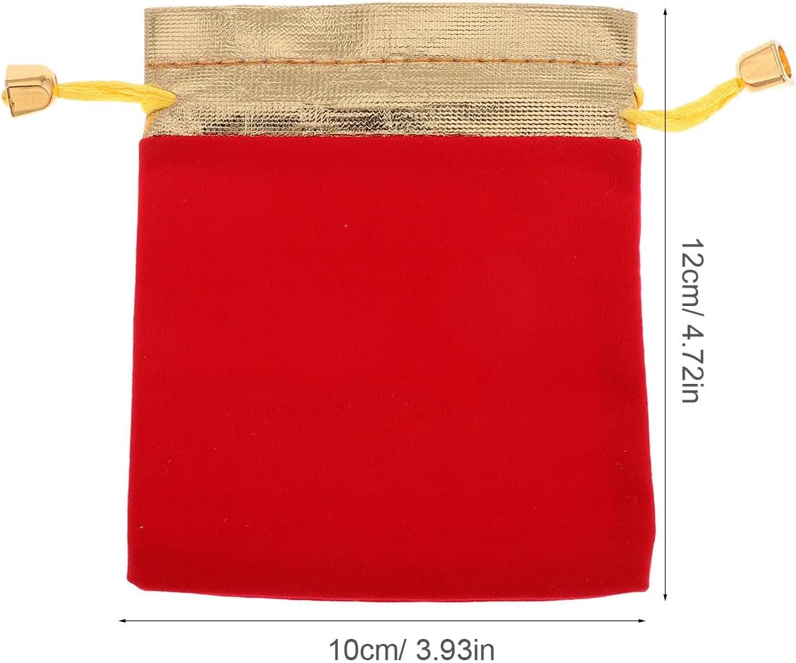 10pcs Red Velvet Drawstring Bags Small Jewelry Pouches Lightweight Portable Design Miniature Cinch Bags for Travel and Party Favors Jewelry Storage Random Color