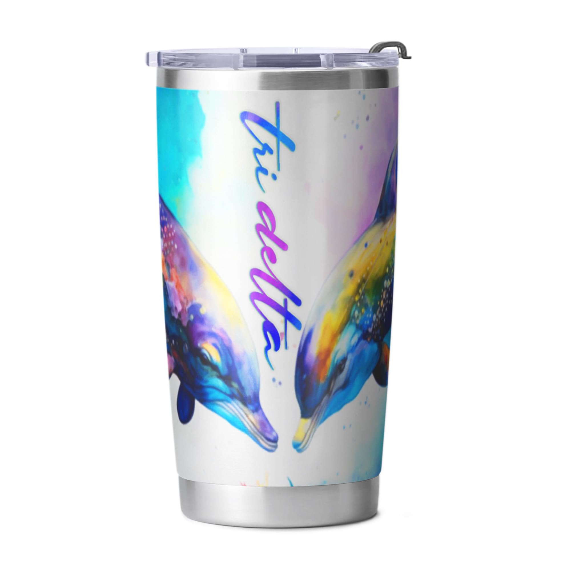 BBGreek Tri Delta Sorority Paraphernalia - Official Vendor - 20 oz Stainless Steel Insulated Sublimation Tumblers - Dolphins