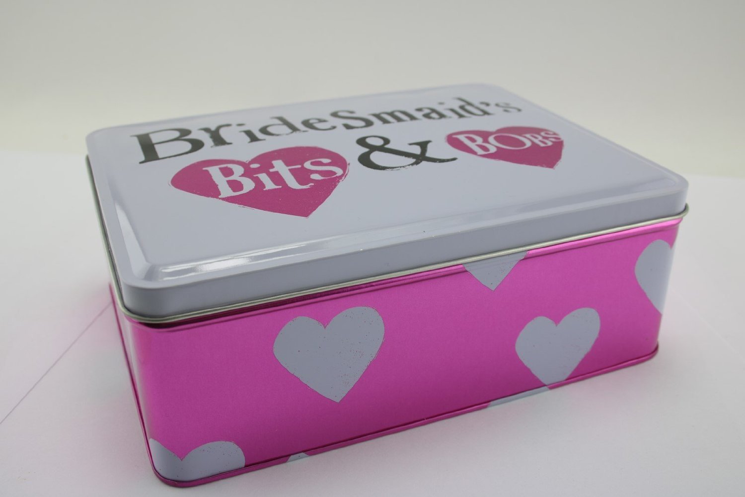 Bright Side Really Good Bridesmaid's Bits & Bobs Pink Tin Hearts Hinged Lid