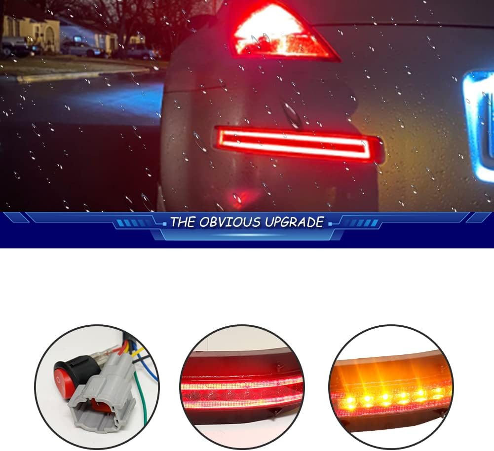 4 in1 For 2003 2004 2005 2006 2007 2008 2009 Nissan 350Z Rear Fog Backup Reverse Light & Brake Light Sequential Turn Signal Lamps Smoked Lens