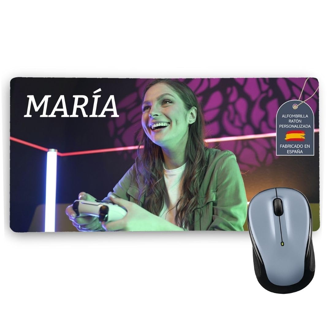 Alfombrilla Raton Personalizada XL. Mousepad Personalizado. Alfombrillas Raton Personalizadas. Tapete Escritorio. Regalos Originales para Hombre. Alfombrilla Ratón Gaming 60x35cm 2mm RECTANGULAR XL