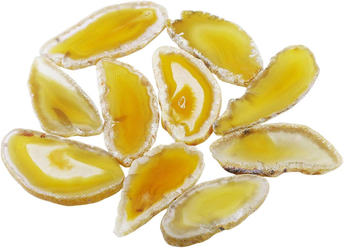 SUNYIK Blue Agate Slice Set, Geode Druzy Stone Slab Wholesale, 1"-3" in Length, Pack of 15