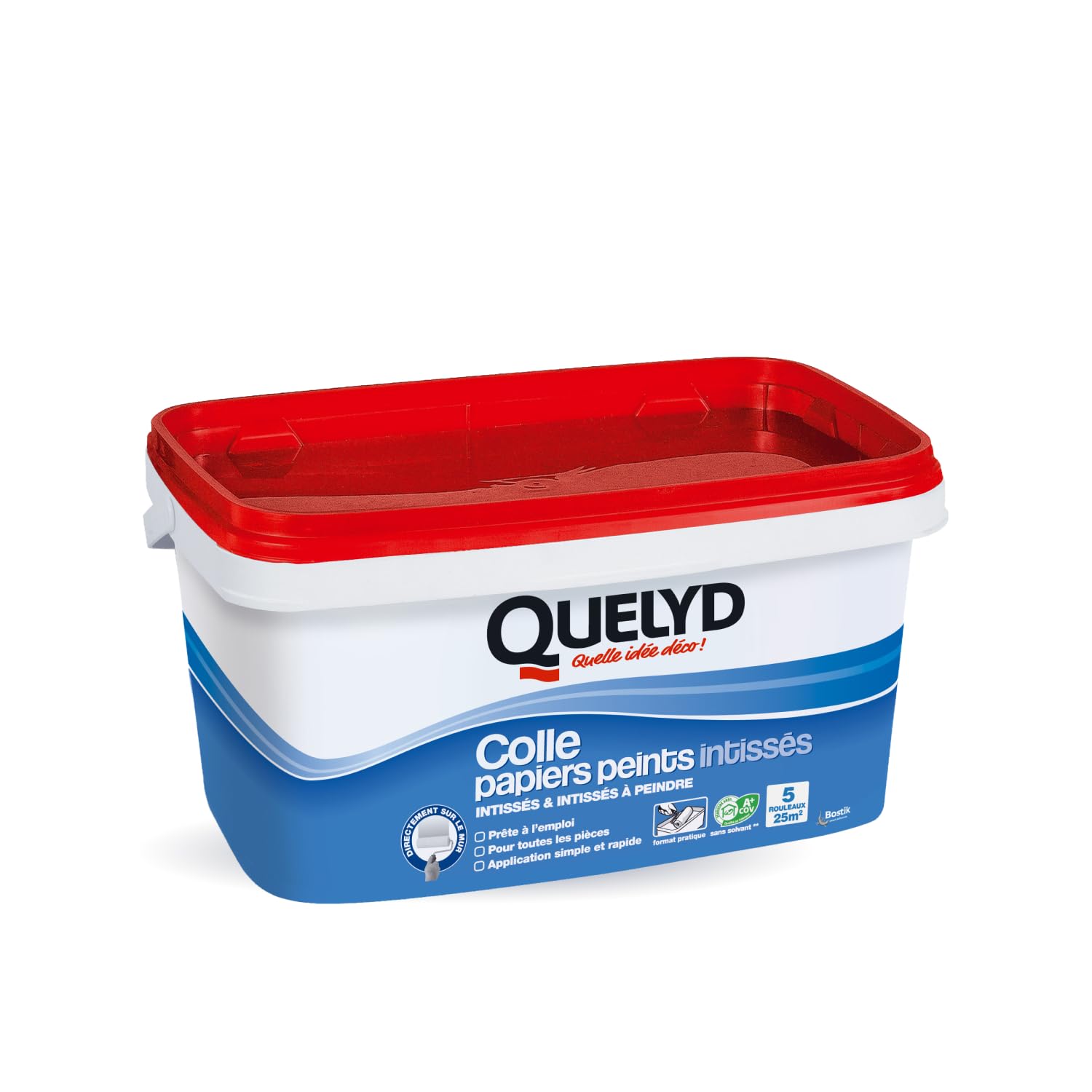 Quelyd Colle Papiers Peints Intissés en Pâte – Toutes Pièces - Application Directement Au Mur – Prête à l'Emploi – Sans Solvant – Seau de 3 kg