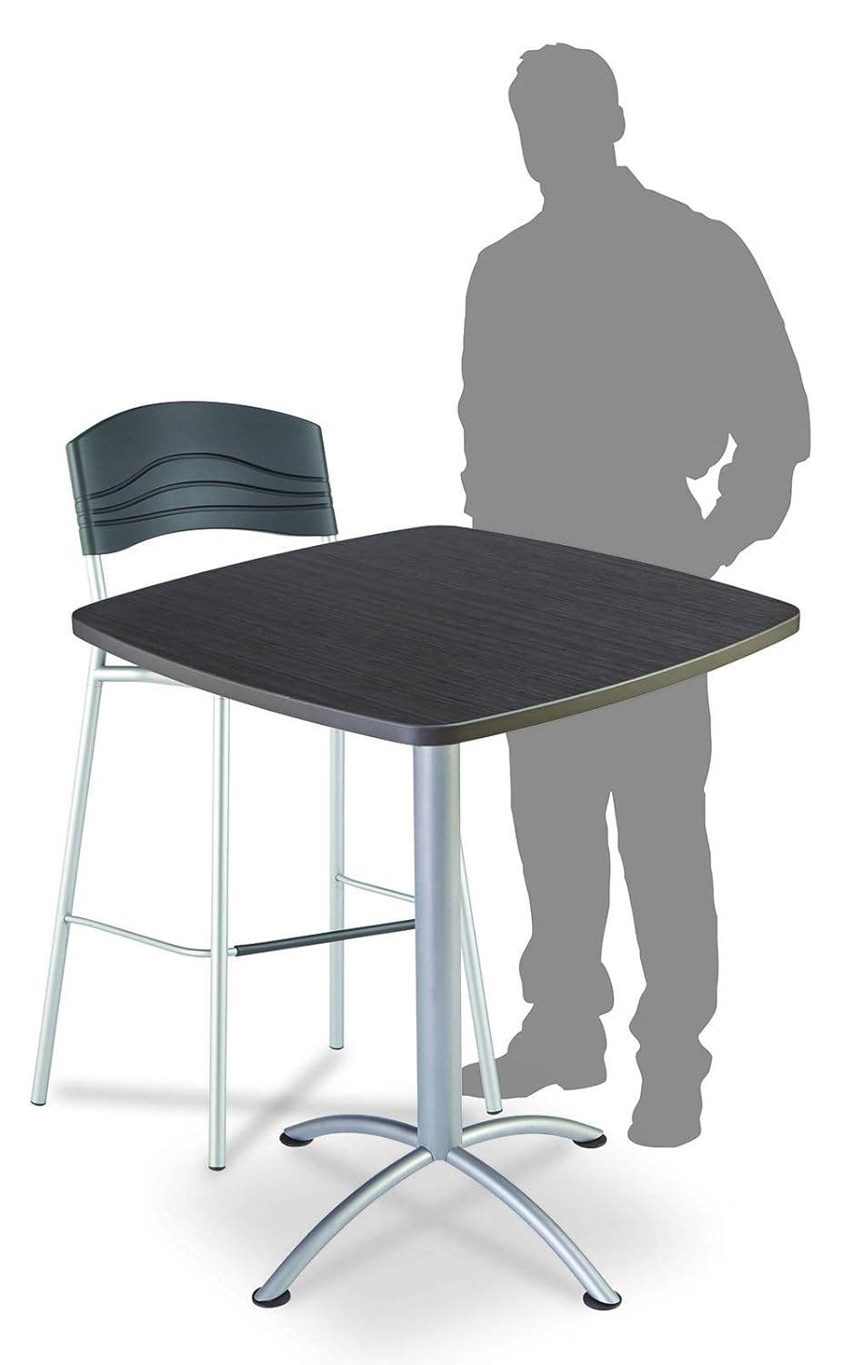 Iceberg iLand Meeting/Conferencing Table, Edgeband, 36" Square, 29" Height, Gray Walnut, Silver Base : Office Products