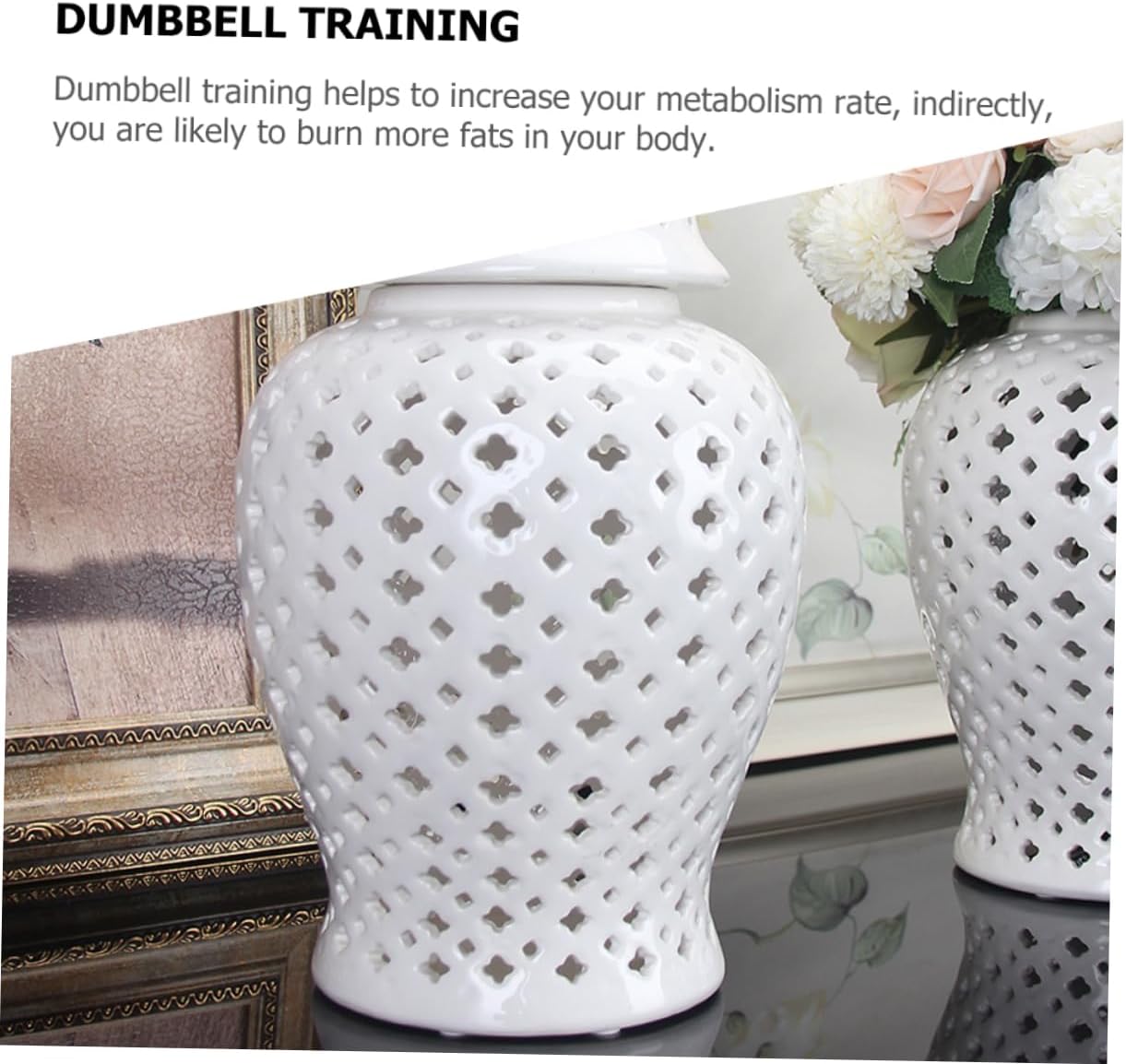 Cabilock Ceramic Decorative Hollow Ginger Jar Flower Vase for Home Decor Elegant Planter for Wedding and Garden Use Lightweight Centerpiece Ornament