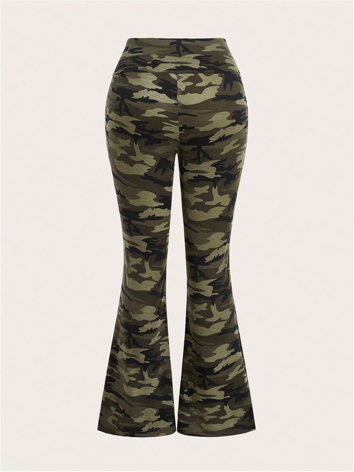 WDIRARA Women's Camo Print Elastic Waist Flare Leggings Crossover Bell Bottom Pants - Image 3