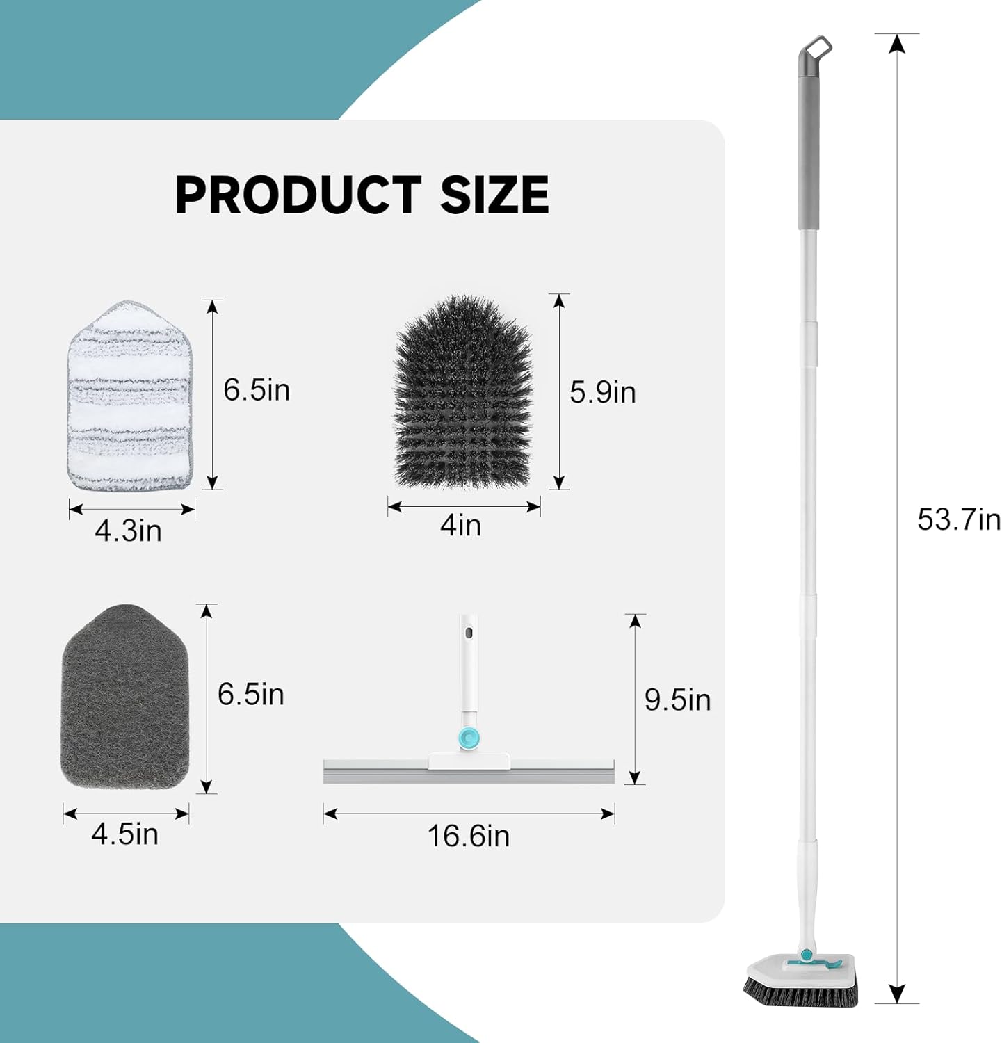 Shower Scrubber with Long Handle, 1 Tile Tub Scrubber Brush