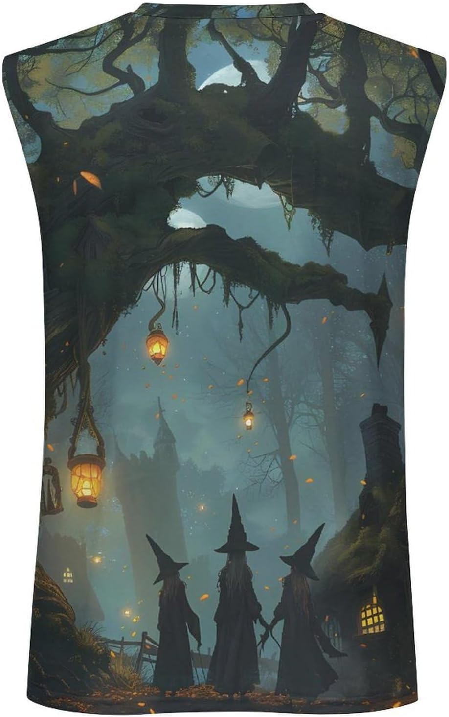 Witches in Enchanted Forests Men Summer Sleeveless Crew Neck Top 5XL