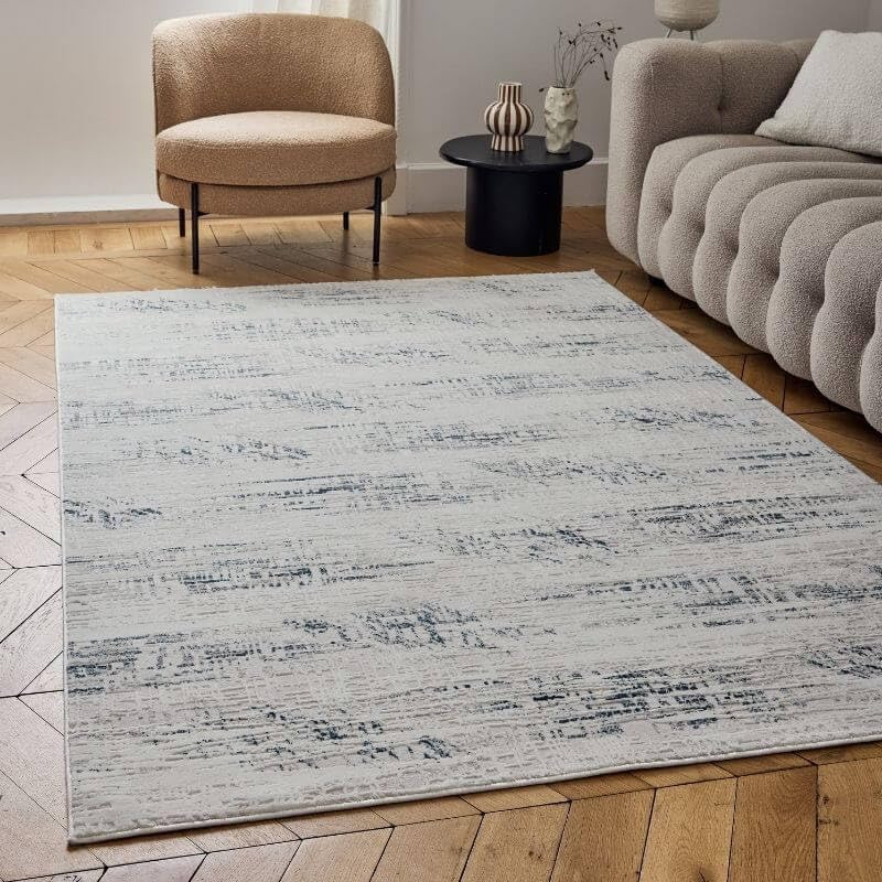 THE RUGS Carmel Modern Area Rug, Stain-Resistant, Non-Shedding, Durable Rugs for Living Room and Bedroom [ Marble Effect Blue