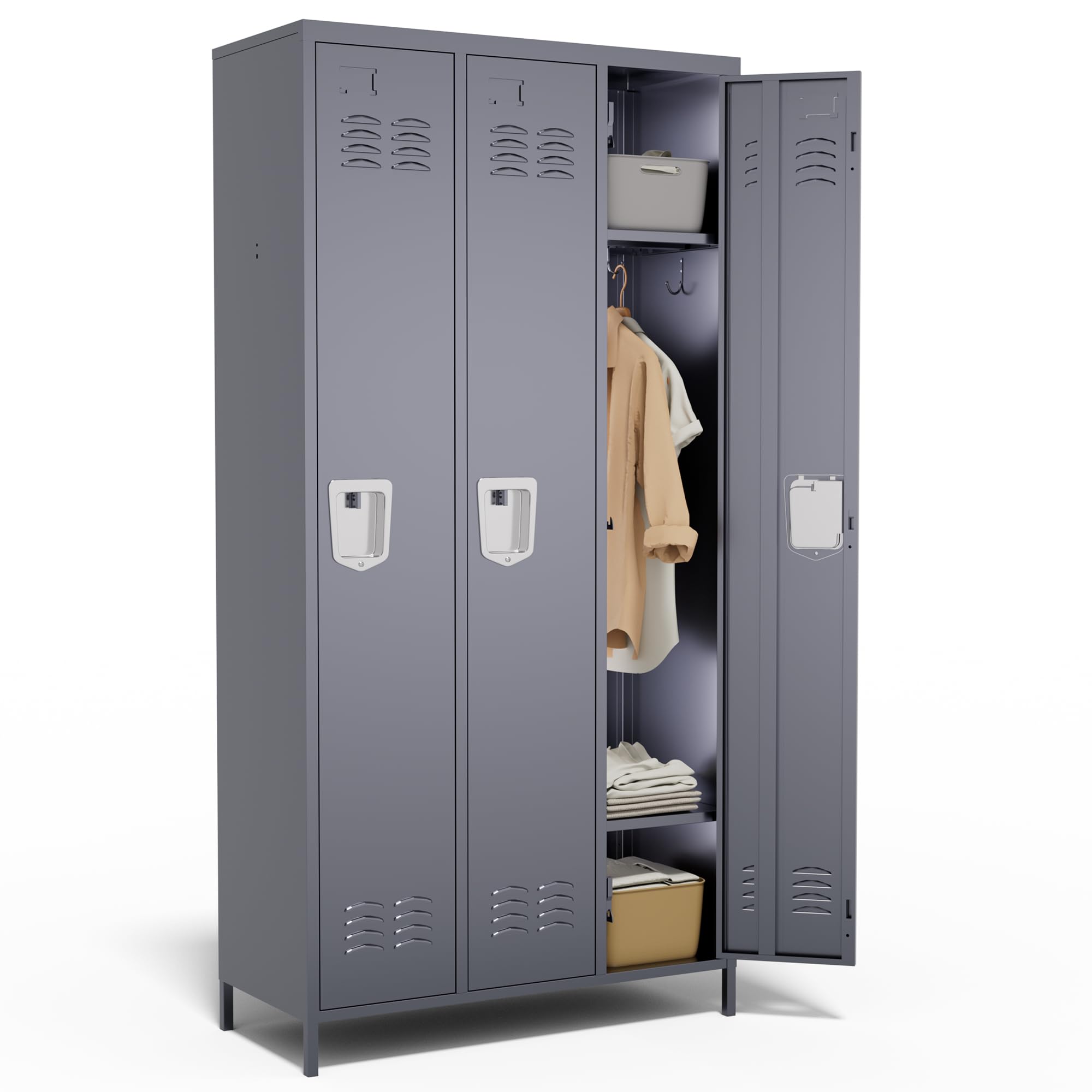 Amazon.com: VIYET 3 Door Metal Lockers for Employees,Heavy-Duty