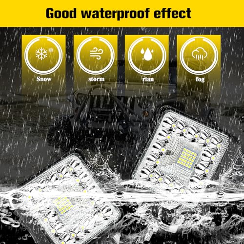 LED Light Bar 4.5 Inch LED Pod Lights 123W 12000lm Square Work Lights 12V 24V Cube Spotlight Waterproof Off-Road Driving Fog Light for Car Boat ATV UTV RV Golf Cart Lawn Mower (60pc)