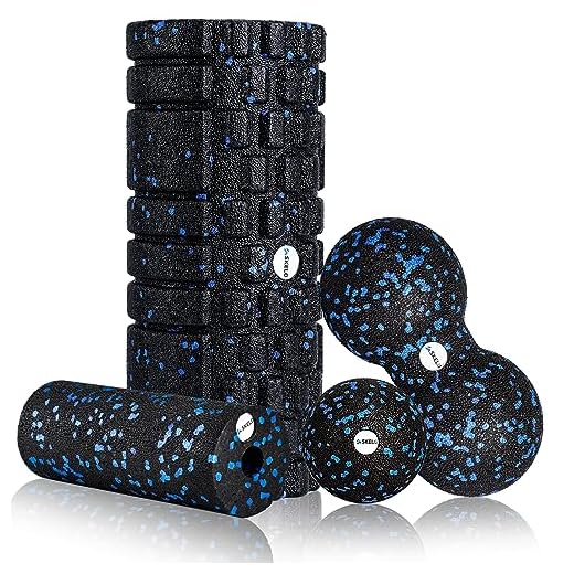 Faszienrolle Faszienrollen Set Bestehend aus 3D-Textur-Massage Faszienrolle Wirbelsäule/Mini-Faszienrolle Faszienball Blackroll Foam Roller für Yoga Bindegewebsstoffwechsel Muskelmassage mit Poster