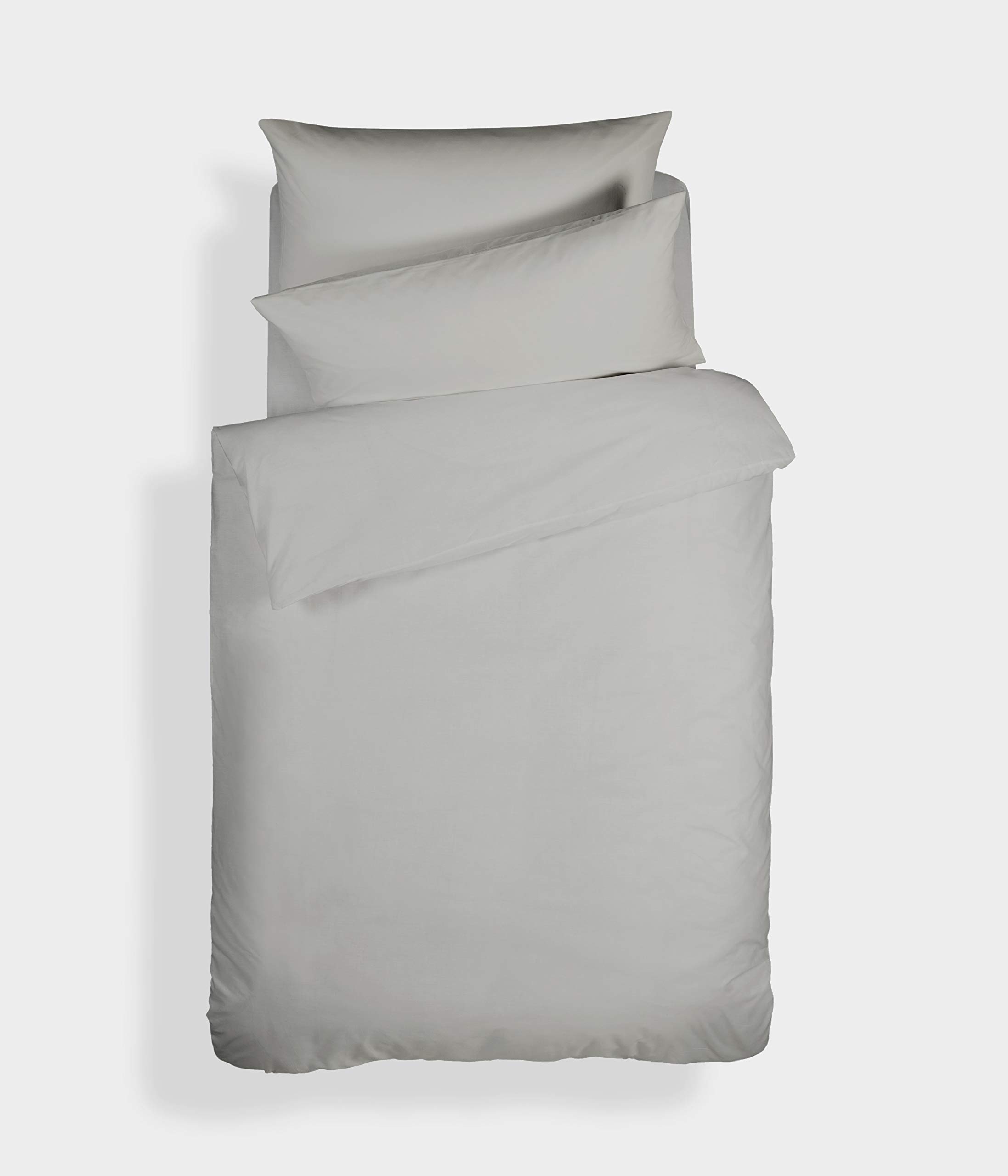 Bianca Plain Dyed Silver 90cm 100% Cotton Percale Duvet Cover Set