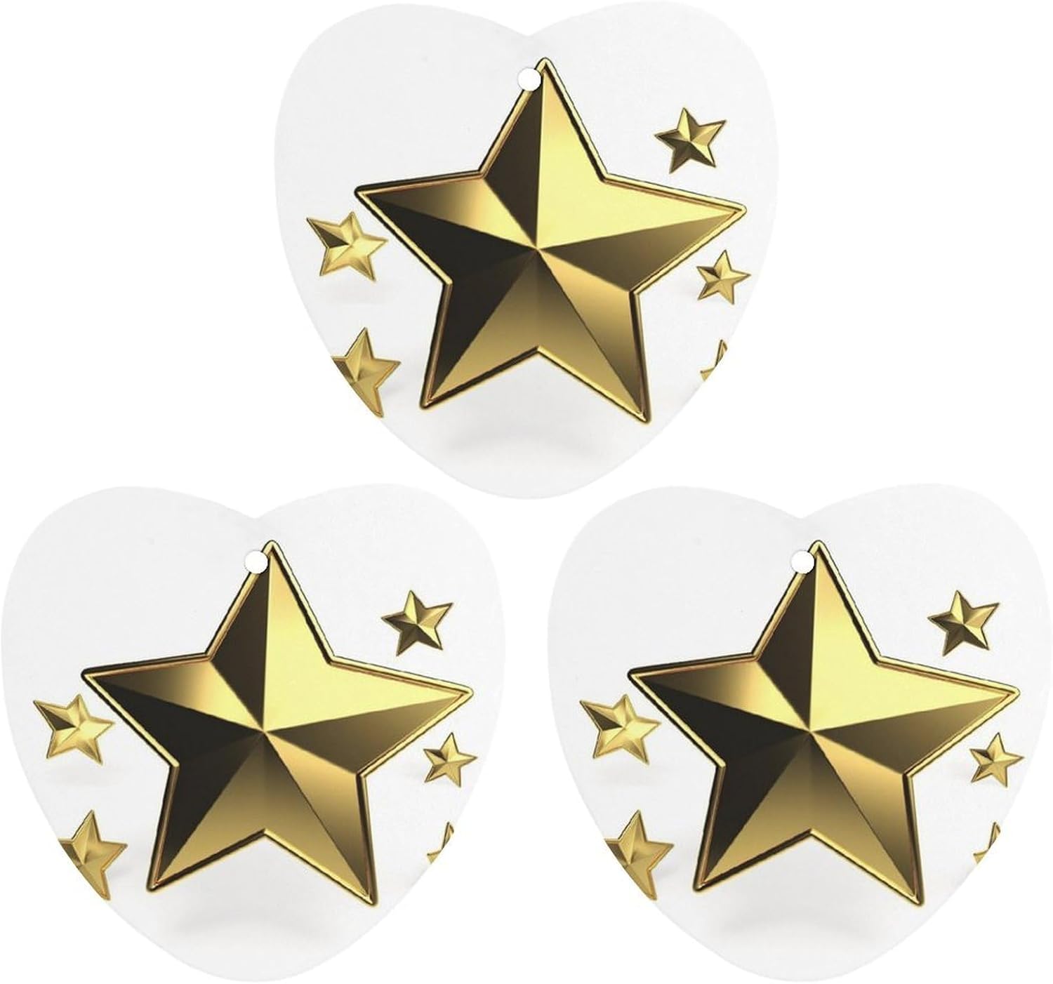 3PCS Gold Star Car Air Freshener Hanging Scented Cards Cute White Car Fresheners Long Lasting New Cars Scents for Women Men Natural Air Freshener with Lanyard Automotive Freshies
