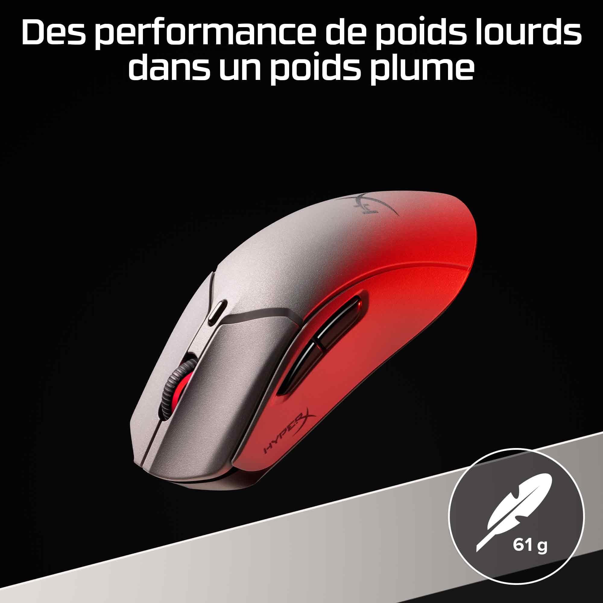 HyperX Pulsefire Haste 2 Pro Wireless, Souris Gaming sans Fil Ultra Légère 61 g, Capteur HyperX 26K Jusqu’à 26 000 DPI, Polling Rate 4 000 Hz, Double Connexion sans Fil 2.4 GHz et Bluetooth, Gris