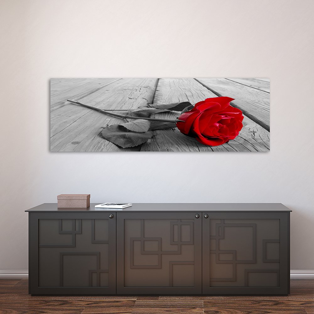 Feeby Cuadro En Lienzo Tablas Rústico Rosa 150x60 cm 1 Pieza Modernos Impresión Artística Calidad Fotografica Imagen Decoración de Pared Salon Dormitorio Cocina Oficina Pasillo Rojo Gris